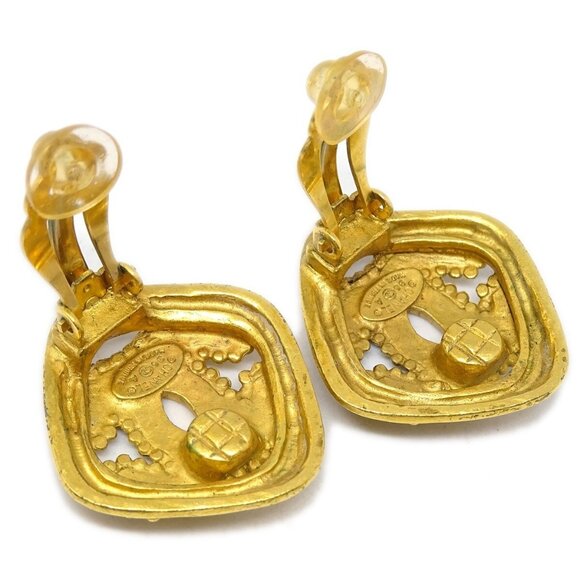 Chanel Rhombus Earrings Clip-On Gold - Picture 4 of 4